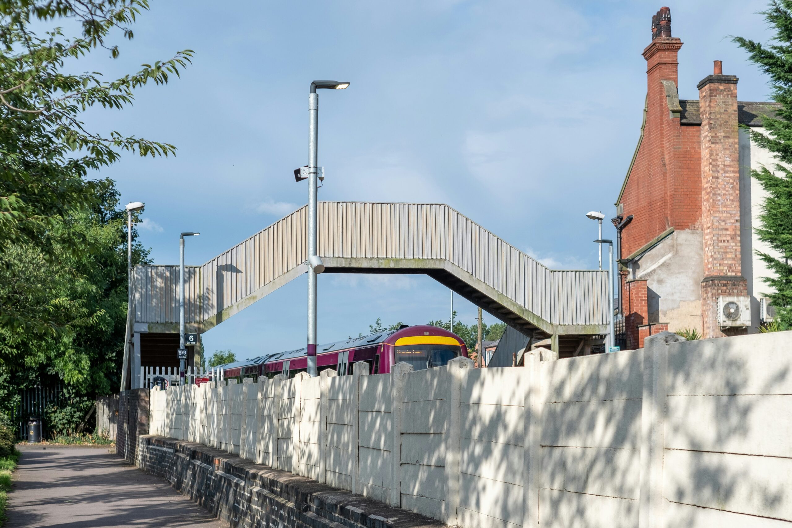 The sun shining on Beeston town railway station